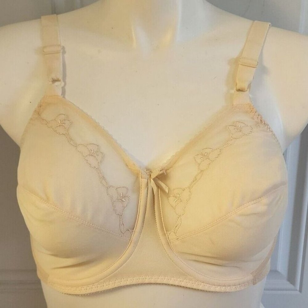 Vtg Bali Unlined Underwire Unpadded Bra Pinup Style Semi Sheer Flowers Size 36DD